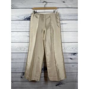 Ralph Lauren Black Label Wide Leg Cream Silk Side Zip Size 8